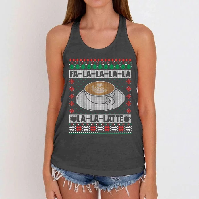 Latte Coffee Ugly Christmas Santa Sweater Women's Knotted Racerback Tank