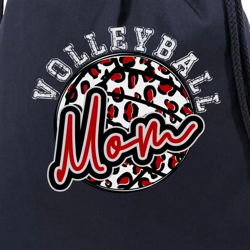 Leopard Cheetah Volleyball Maroon Mom Gift Trendy Gift Drawstring Bag