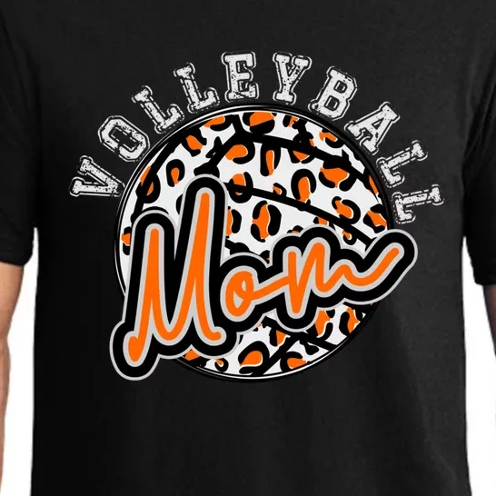 Leopard Cheetah Volleyball Orange Mom Gift Trendy Gift Pajama Set