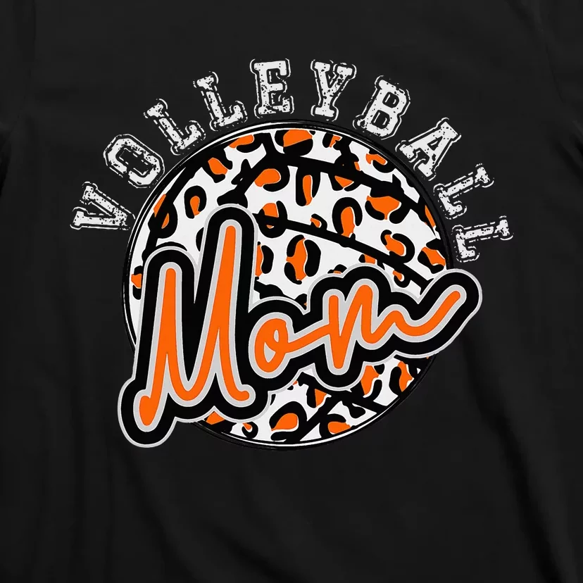 Leopard Cheetah Volleyball Orange Mom Trendy T-Shirt