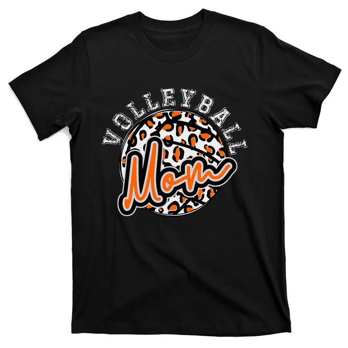 Leopard Cheetah Volleyball Orange Mom Trendy T-Shirt