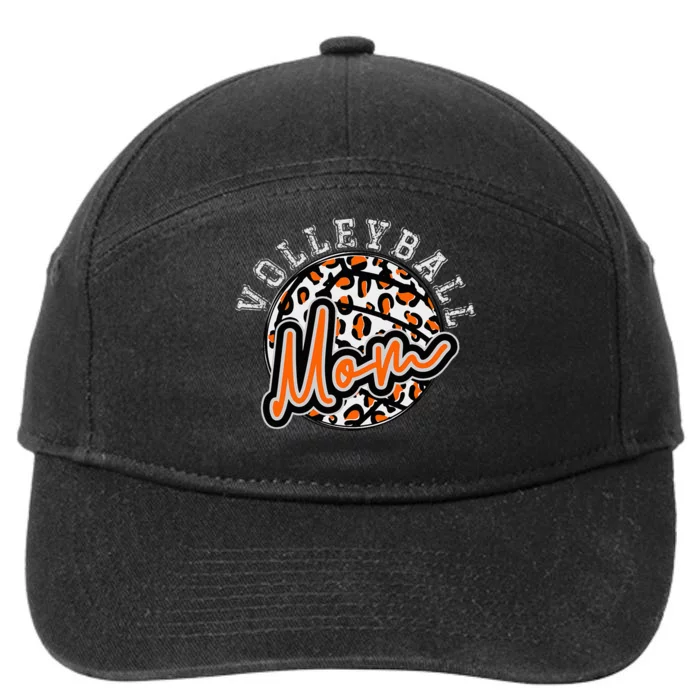 Leopard Cheetah Volleyball Orange Mom Trendy 7-Panel Snapback Hat