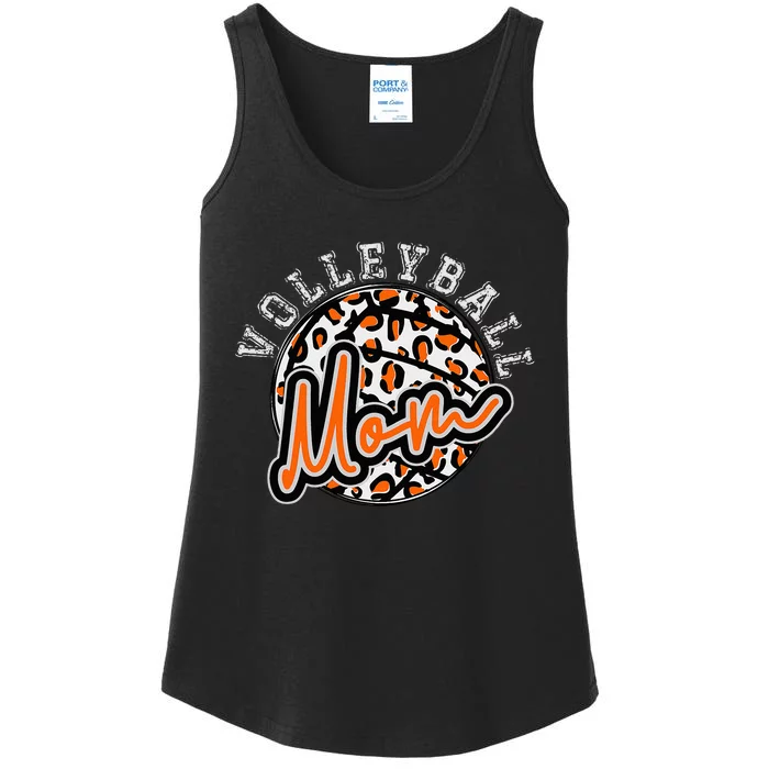 Leopard Cheetah Volleyball Orange Mom Trendy Ladies Essential Tank