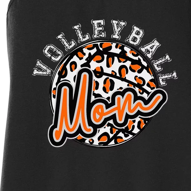 Leopard Cheetah Volleyball Orange Mom Trendy Women's Racerback Tank