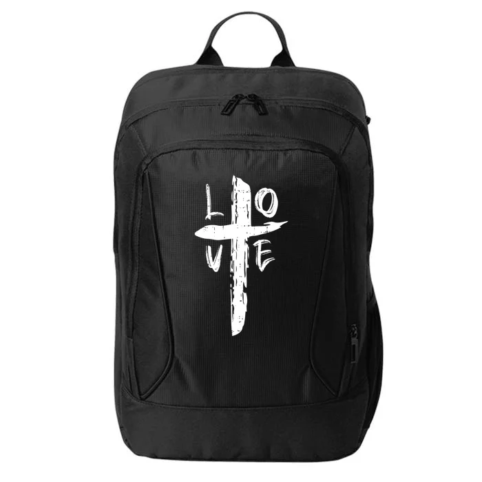 Love Cross Valentines Day Cool Religious Christian City Backpack