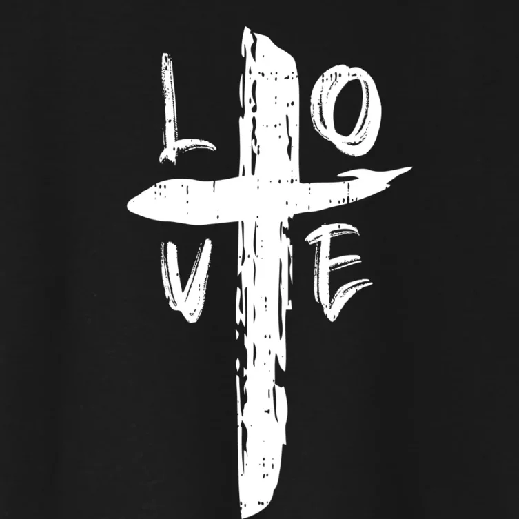 Love Cross Valentines Day Cool Religious Christian Women's Crop Top Tee