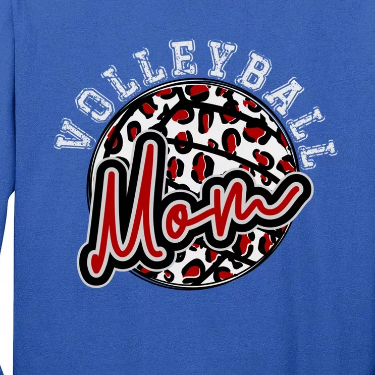 Leopard Cheetah Volleyball Maroon Mom Cool Gift Trendy Meaningful Gift Tall Long Sleeve T-Shirt