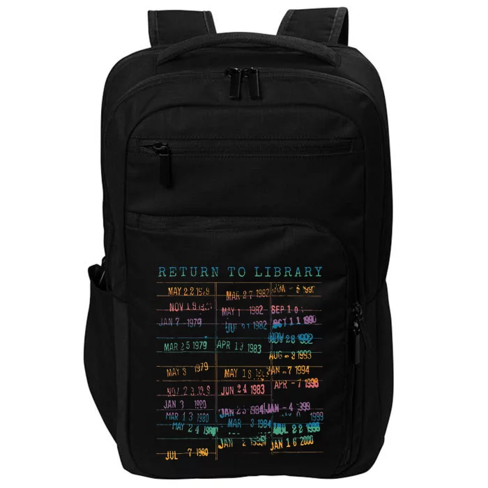 Library Card Vintage Book Due Date Bookish Rainbow Impact Tech Backpack