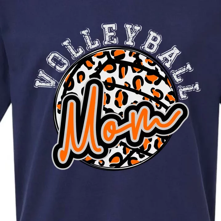 Leopard Cheetah Volleyball Orange Mom Gift Trendy Gift Sueded Cloud Jersey T-Shirt