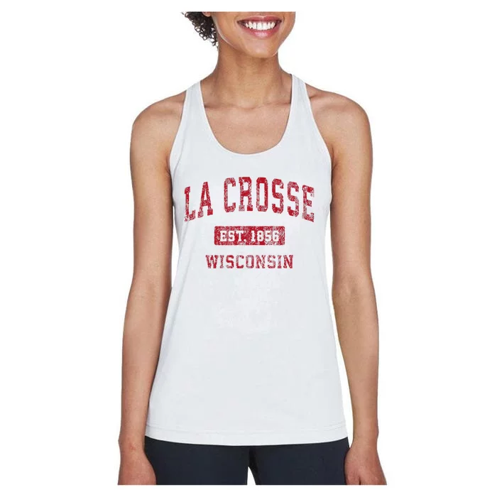 La Crosse Wisconsin Wi Vintage Sports Design Women's Racerback Tank