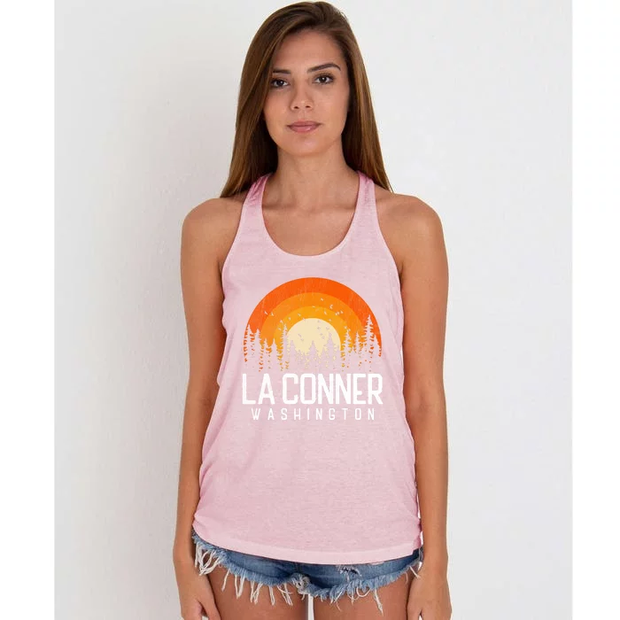 La Conner Washington Wa Gift Retro 70s 80s 90s Vintage Gift Meaningful Gift Women's Knotted Racerback Tank