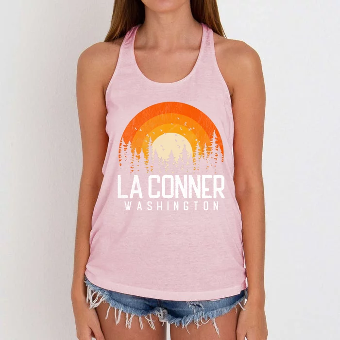 La Conner Washington Wa Gift Retro 70s 80s 90s Vintage Gift Meaningful Gift Women's Knotted Racerback Tank