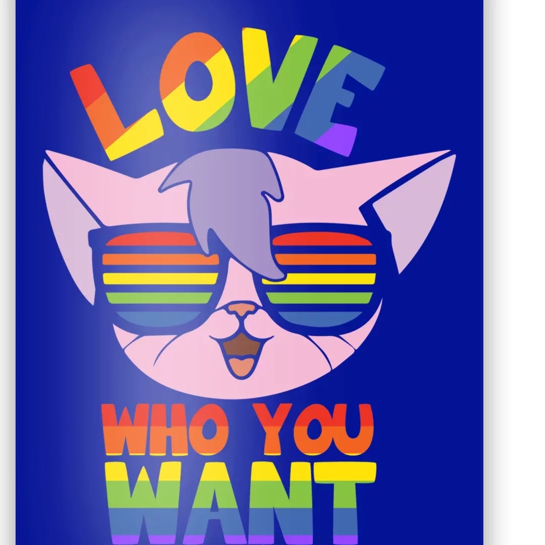 Lgbt Cat With Glasses Pride Lgbtq Love Who You Want Funny Gift Poster