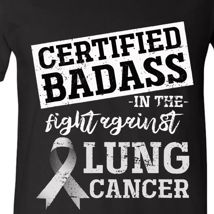 Lung Cancer Warrior Gift Funny Lung Cancer Awareness V-Neck T-Shirt