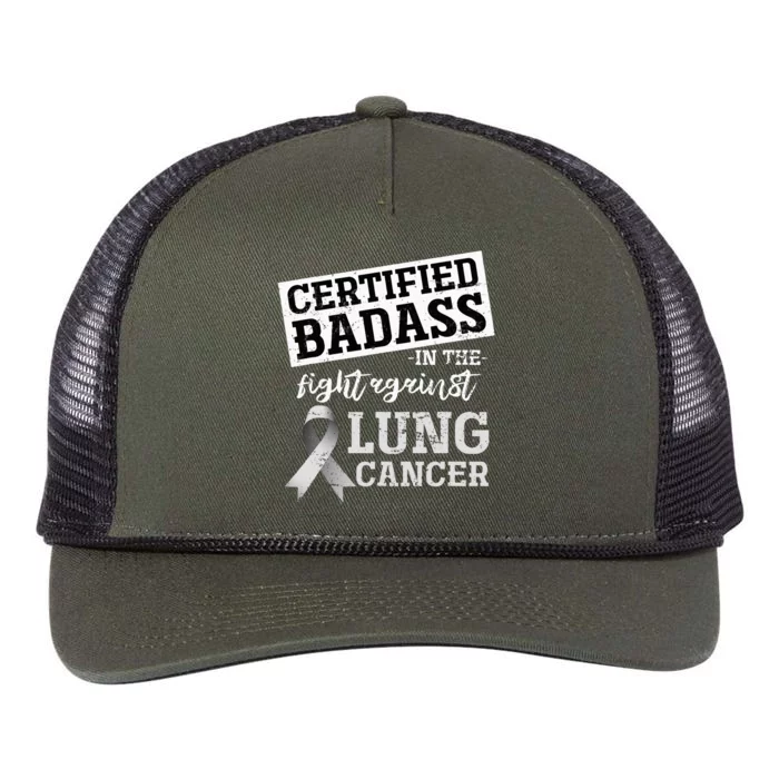 Lung Cancer Warrior Gift Funny Lung Cancer Awareness Retro Rope Trucker Hat Cap