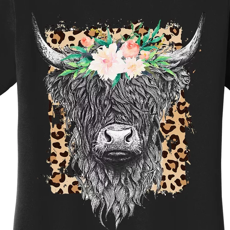 Leopard Cow Western Cowhide Highland Castle Women's T-Shirt