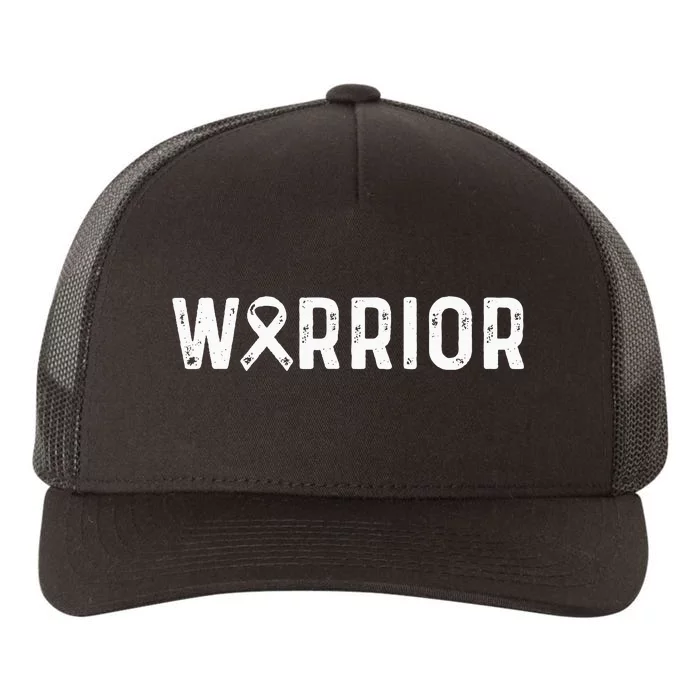 Lung Cancer Warrior White Ribbon Lung Cancer Awareness Yupoong Adult 5-Panel Trucker Hat