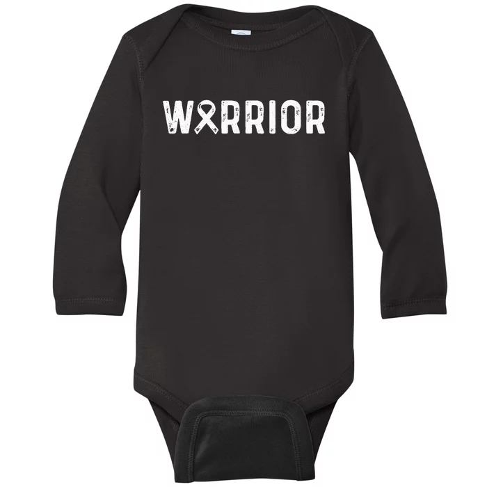 Lung Cancer Warrior White Ribbon Lung Cancer Awareness Baby Long Sleeve Bodysuit