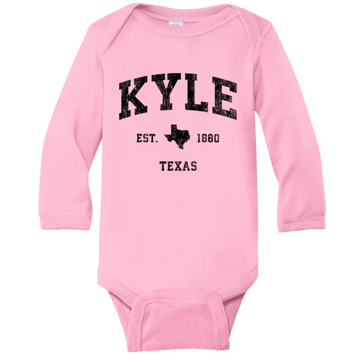 Kyle Texas TX Vintage Established Athletic Sports Design Baby Long Sleeve Bodysuit