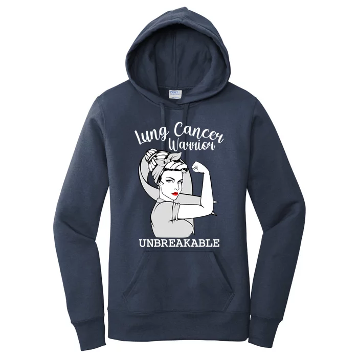 Lung Cancer Warrior Unbreakable Strong Awareness Cute Gift Women's Pullover Hoodie