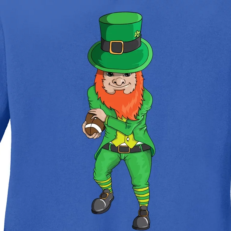 Leprechaun Costume With Football Holiday Station Playoff Funny Gift Ladies Long Sleeve Shirt