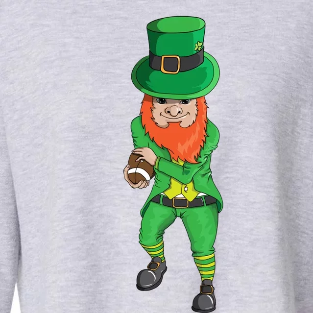 Leprechaun Costume With Football Holiday Station Playoff Funny Gift Cropped Pullover Crew