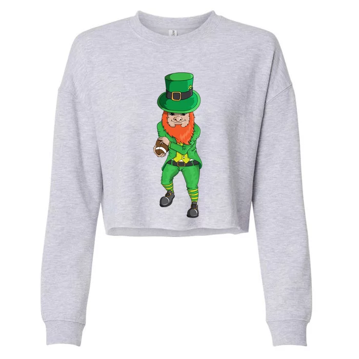 Leprechaun Costume With Football Holiday Station Playoff Funny Gift Cropped Pullover Crew