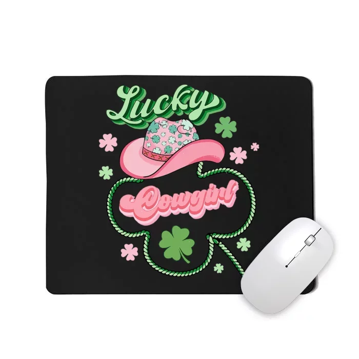 Lucky Cowgirl Western St Patricks Day Women Cowboy Hat Mousepad