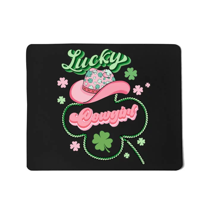 Lucky Cowgirl Western St Patricks Day Women Cowboy Hat Mousepad