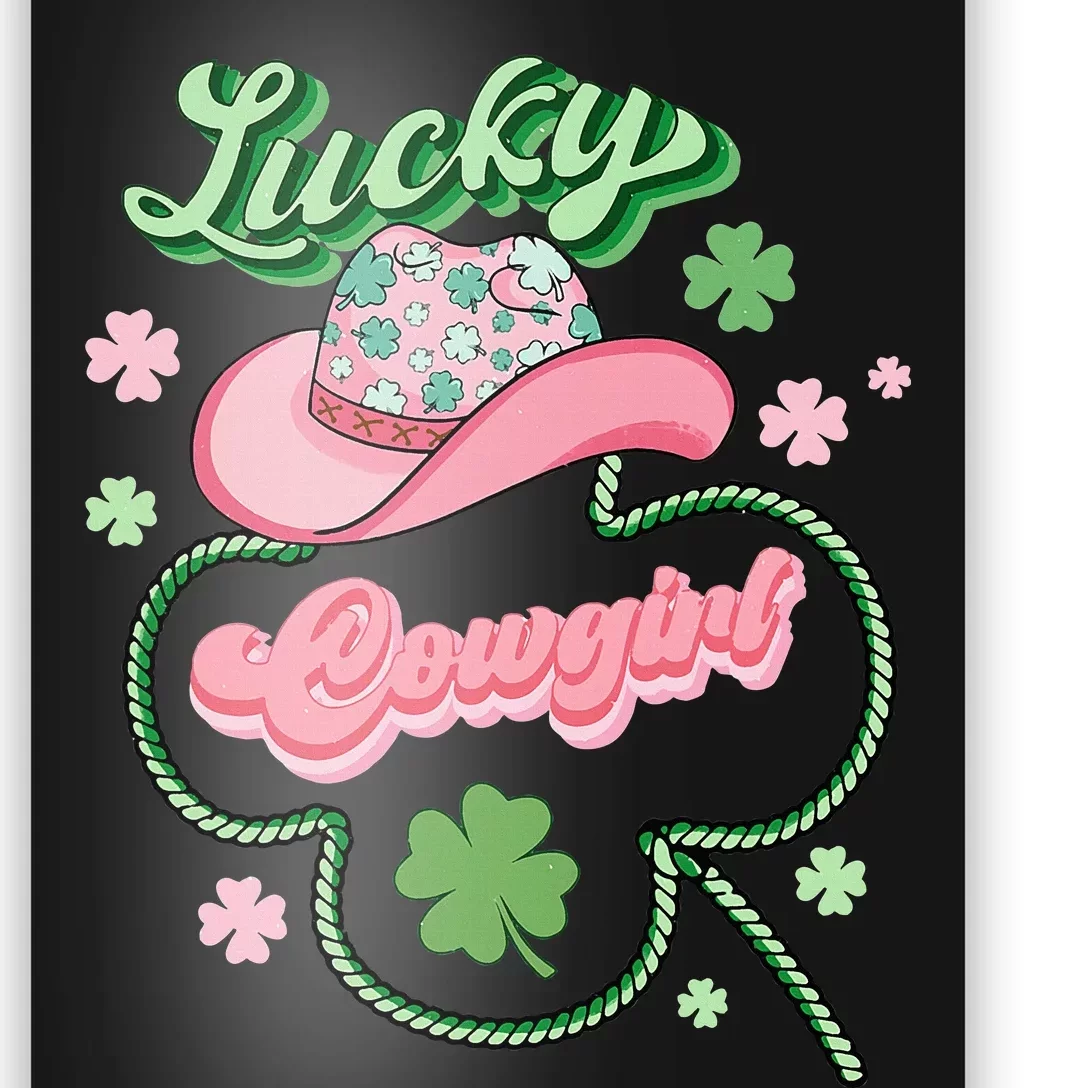 Lucky Cowgirl Western St Patricks Day Women Cowboy Hat Poster