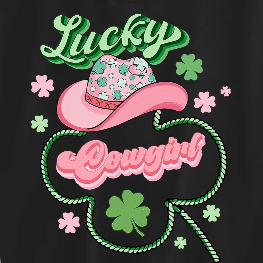 Lucky Cowgirl Western St Patricks Day Women Cowboy Hat Kids Sweatshirt