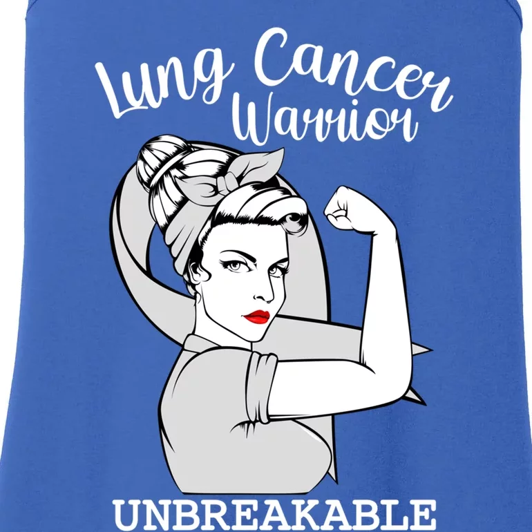 Lung Cancer Warrior Unbreakable Strong Awareness Gift Ladies Essential Tank