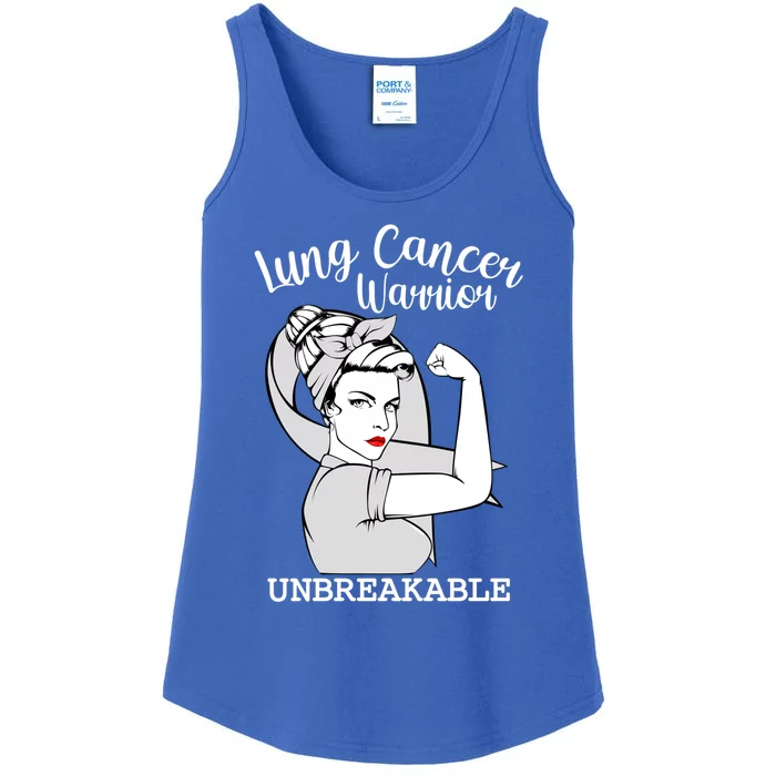 Lung Cancer Warrior Unbreakable Strong Awareness Gift Ladies Essential Tank