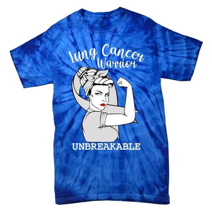 Lung Cancer Warrior Unbreakable Strong Awareness Gift Tie-Dye T-Shirt