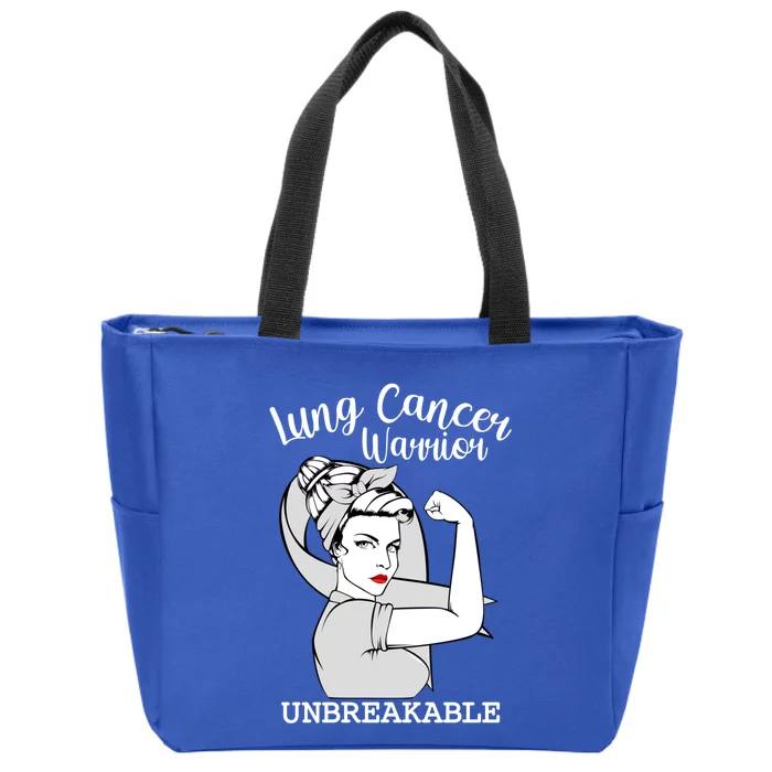 Lung Cancer Warrior Unbreakable Strong Awareness Gift Zip Tote Bag