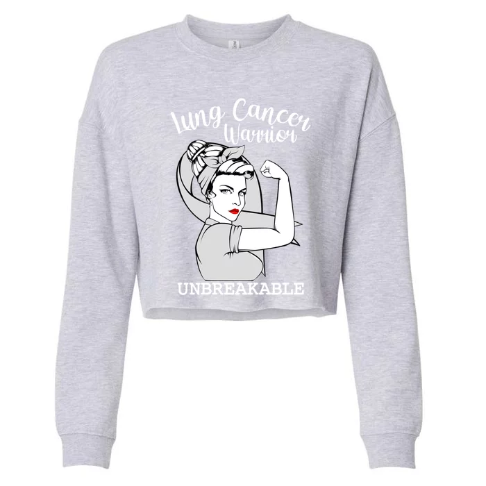 Lung Cancer Warrior Unbreakable Strong Awareness Gift Cropped Pullover Crew