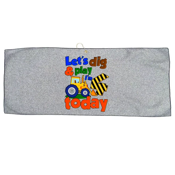 Let's Dig And Play I'm 4 Four Today 4th Birthday Party Excavator Large Microfiber Waffle Golf Towel