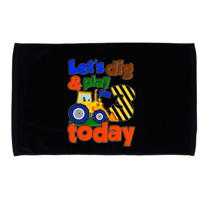 Let's Dig And Play I'm 3 Three Today 3rd Birthday Party Excavator Microfiber Hand Towel