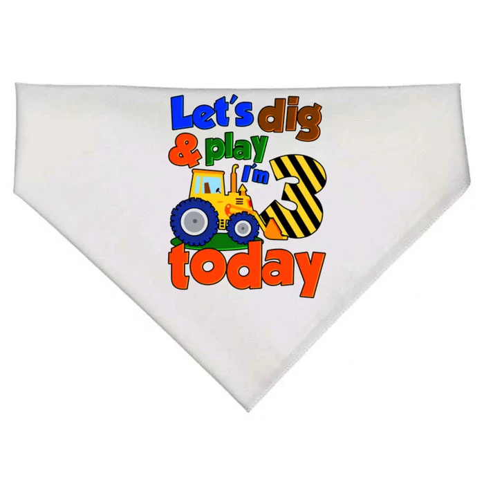 Let's Dig And Play I'm 3 Three Today 3rd Birthday Party Excavator USA-Made Doggie Bandana