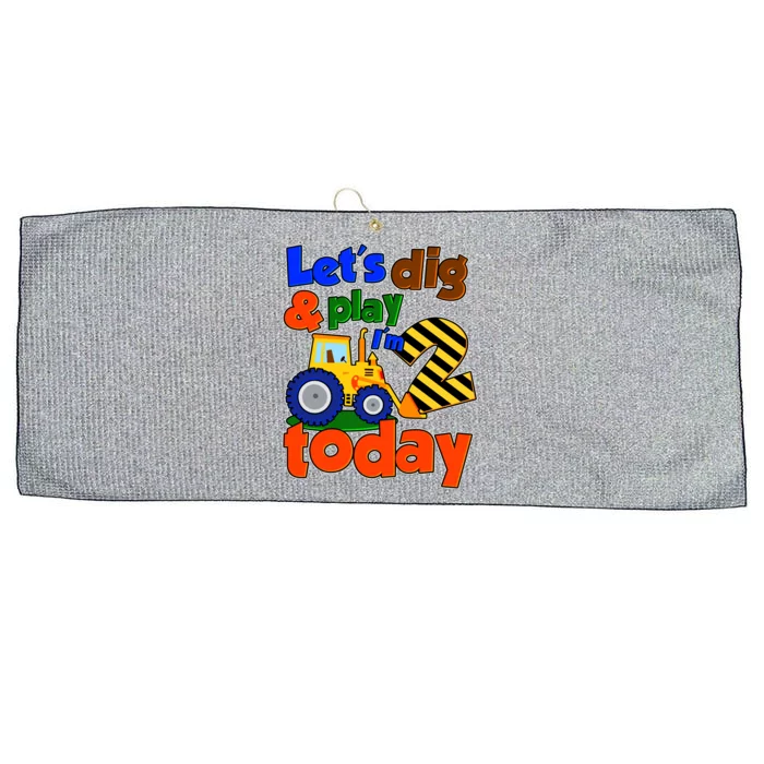 Let's Dig And Play I'm 2 Two Today 2nd Birthday Party Excavator Large Microfiber Waffle Golf Towel