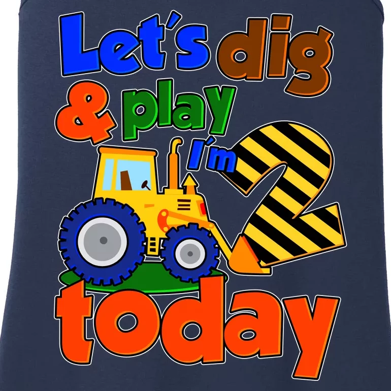 Let's Dig And Play I'm 2 Two Today 2nd Birthday Party Excavator Ladies Essential Tank