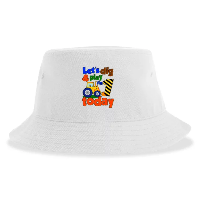 Let's Dig And Play I'm 1 One Today 1st Birthday Party Excavator Sustainable Bucket Hat