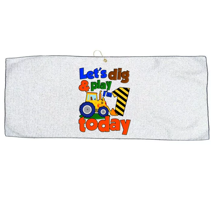 Let's Dig And Play I'm 1 One Today 1st Birthday Party Excavator Large Microfiber Waffle Golf Towel