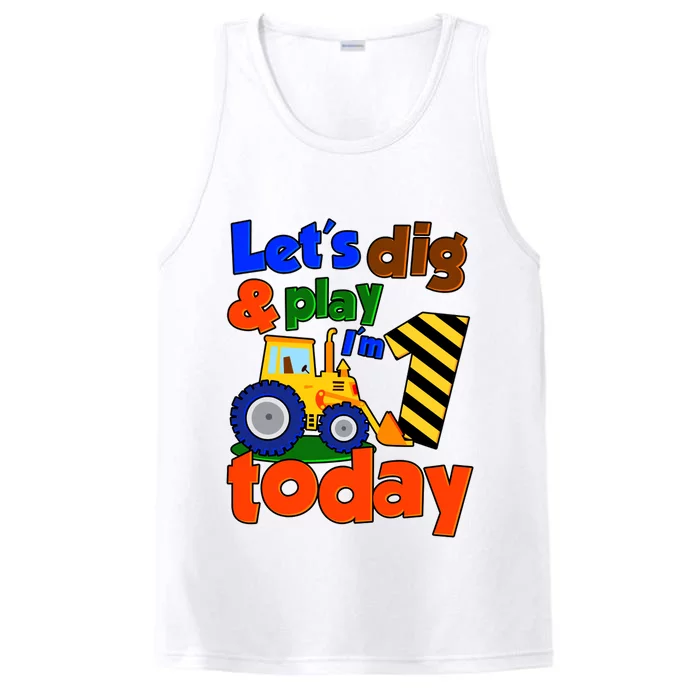 Let's Dig And Play I'm 1 One Today 1st Birthday Party Excavator Performance Tank