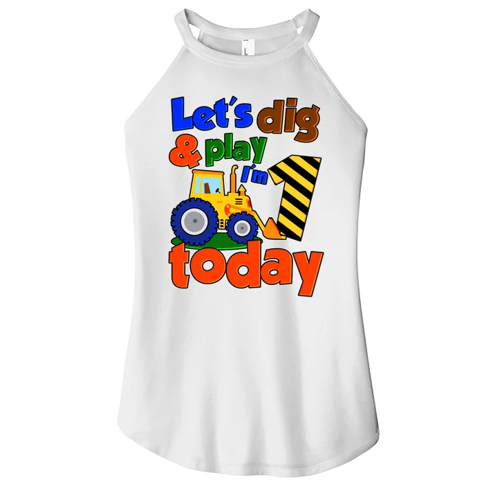 Let's Dig And Play I'm 1 One Today 1st Birthday Party Excavator Women’s Perfect Tri Rocker Tank