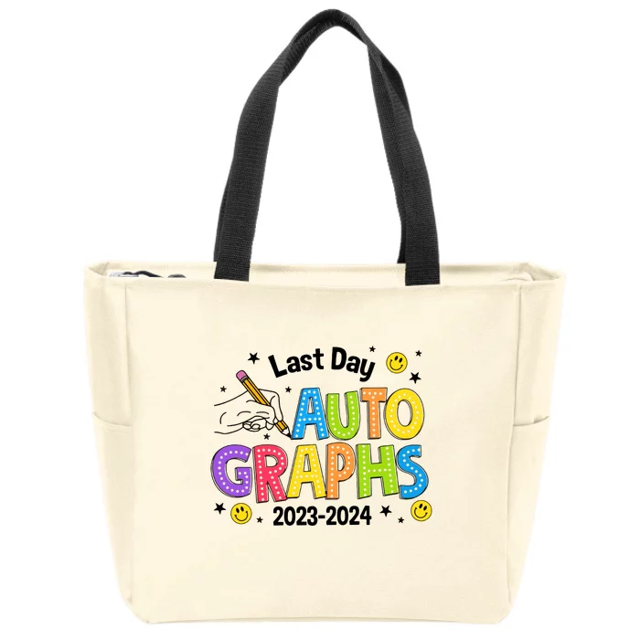 Last Day Autographs Peace Out School Zip Tote Bag