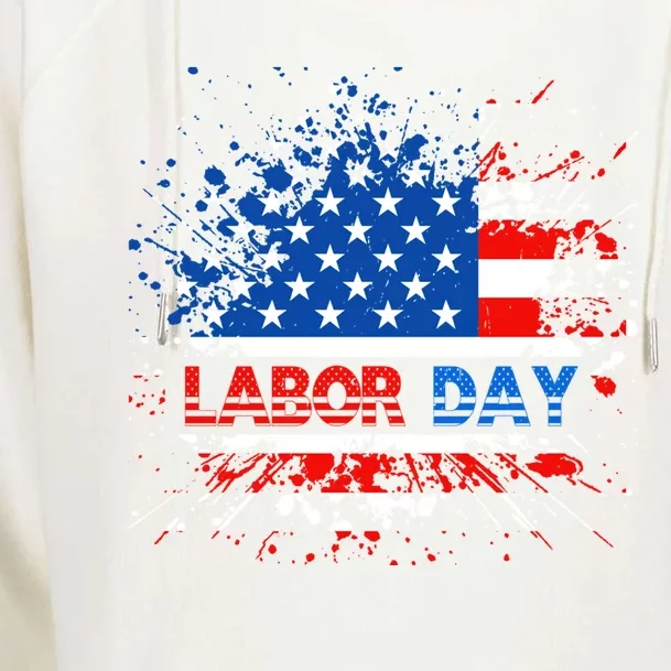 Labor Day American Flag Summer Celebration Great Gift Womens Funnel Neck Pullover Hood