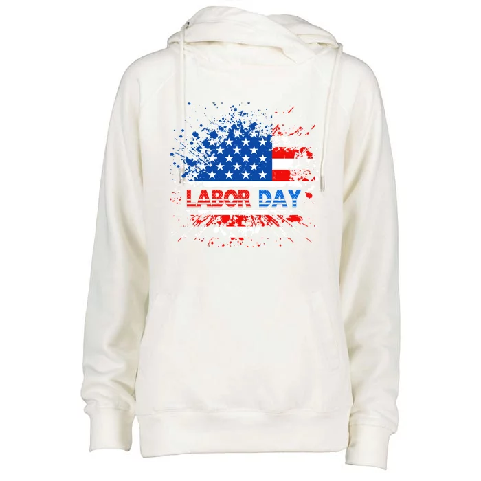 Labor Day American Flag Summer Celebration Great Gift Womens Funnel Neck Pullover Hood