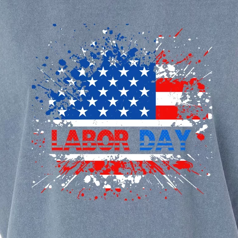 Labor Day American Flag Summer Celebration Gift Garment-Dyed Women's Muscle Tee