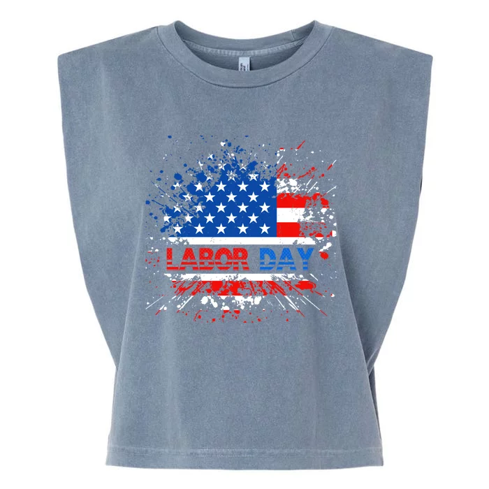 Labor Day American Flag Summer Celebration Gift Garment-Dyed Women's Muscle Tee